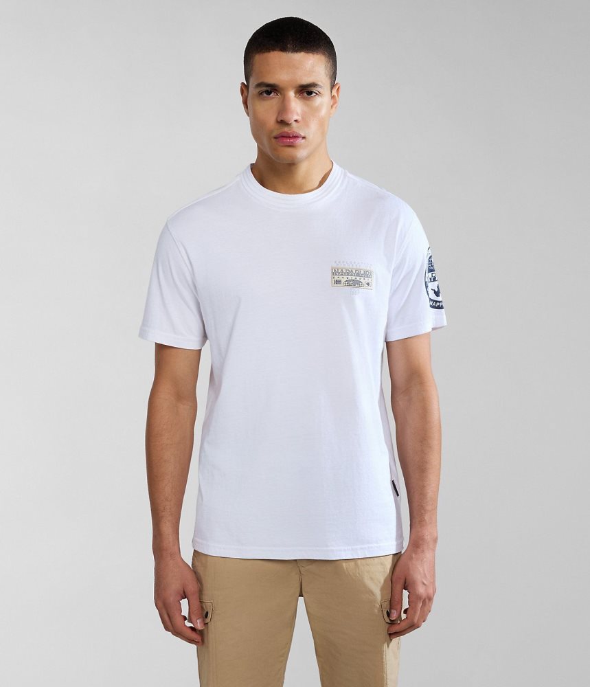 Tricouri Barbati Napapijri Amundsen Short Sleeve T-Shirt Albi | GCH082167