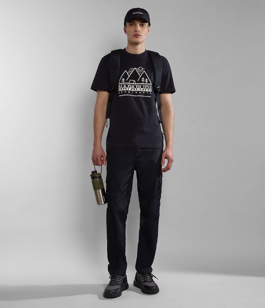 Tricouri Barbati Napapijri Faber Short Sleeve T-Shirt Negrii | VWI283901