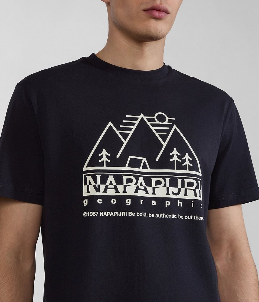 Tricouri Barbati Napapijri Faber Short Sleeve T-Shirt Negrii | VWI283901