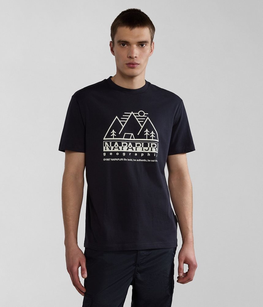 Tricouri Barbati Napapijri Faber Short Sleeve T-Shirt Negrii | VWI283901