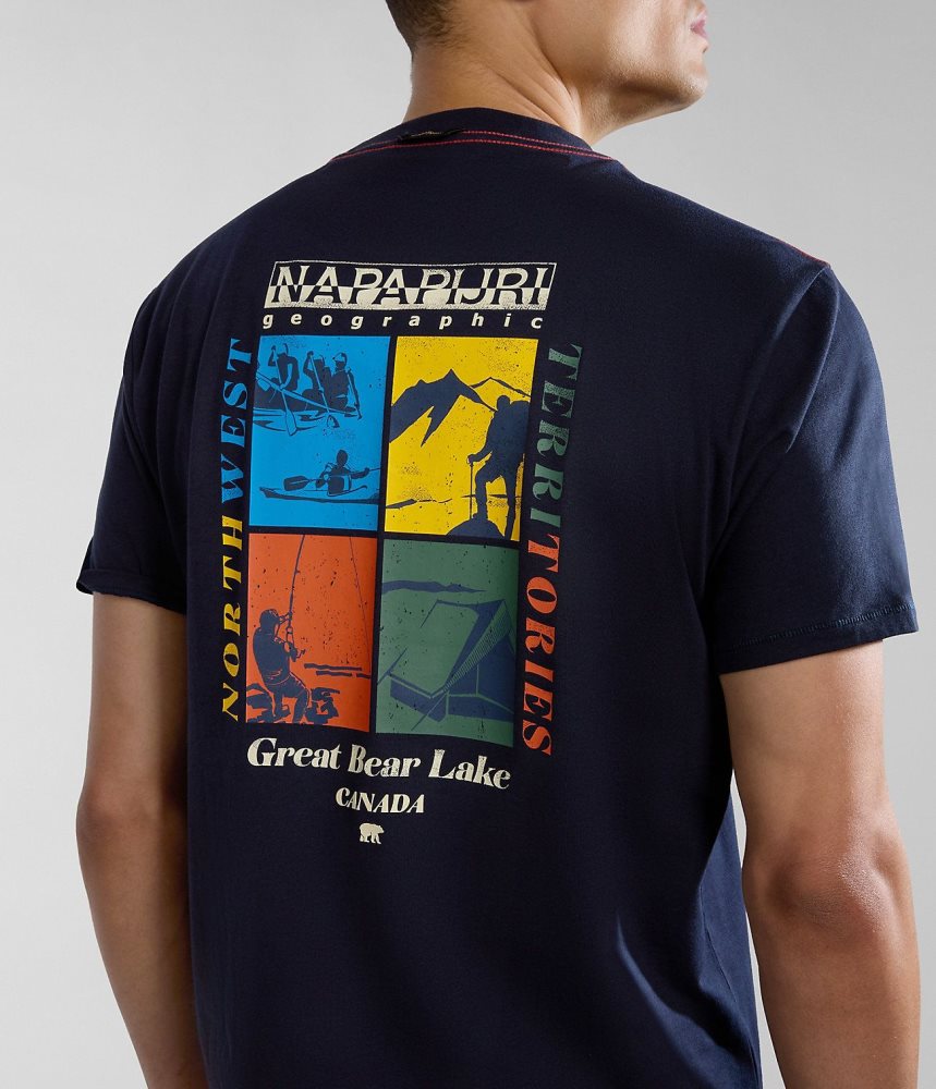 Tricouri Barbati Napapijri Gras Short Sleeve T-Shirt Albastri Inchis | WVA985241