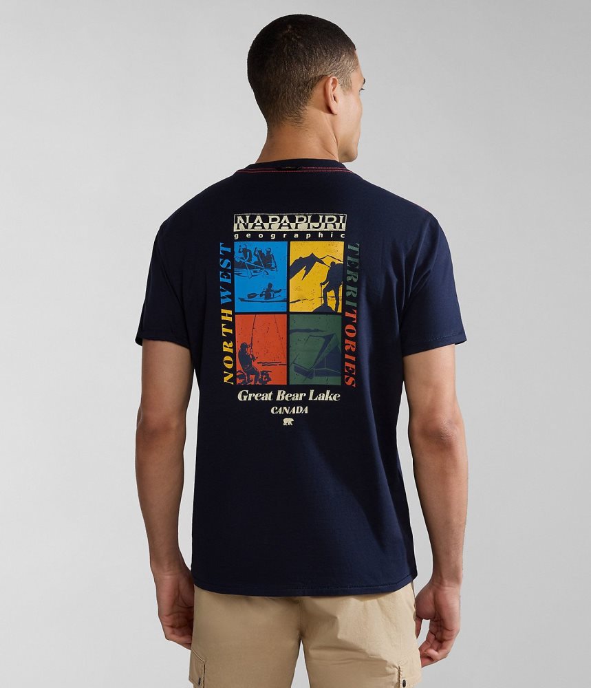 Tricouri Barbati Napapijri Gras Short Sleeve T-Shirt Albastri Inchis | WVA985241