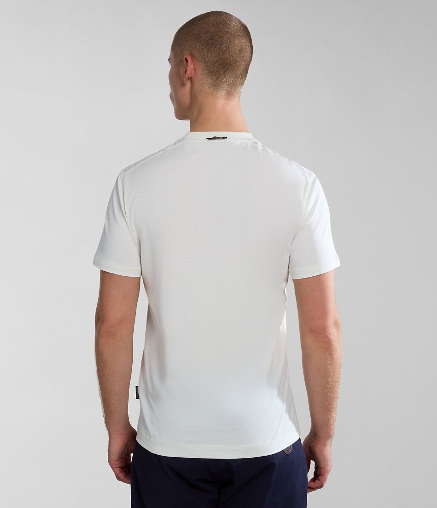 Tricouri Barbati Napapijri Smallwood Short Sleeve T-Shirt Albi | DGM821390