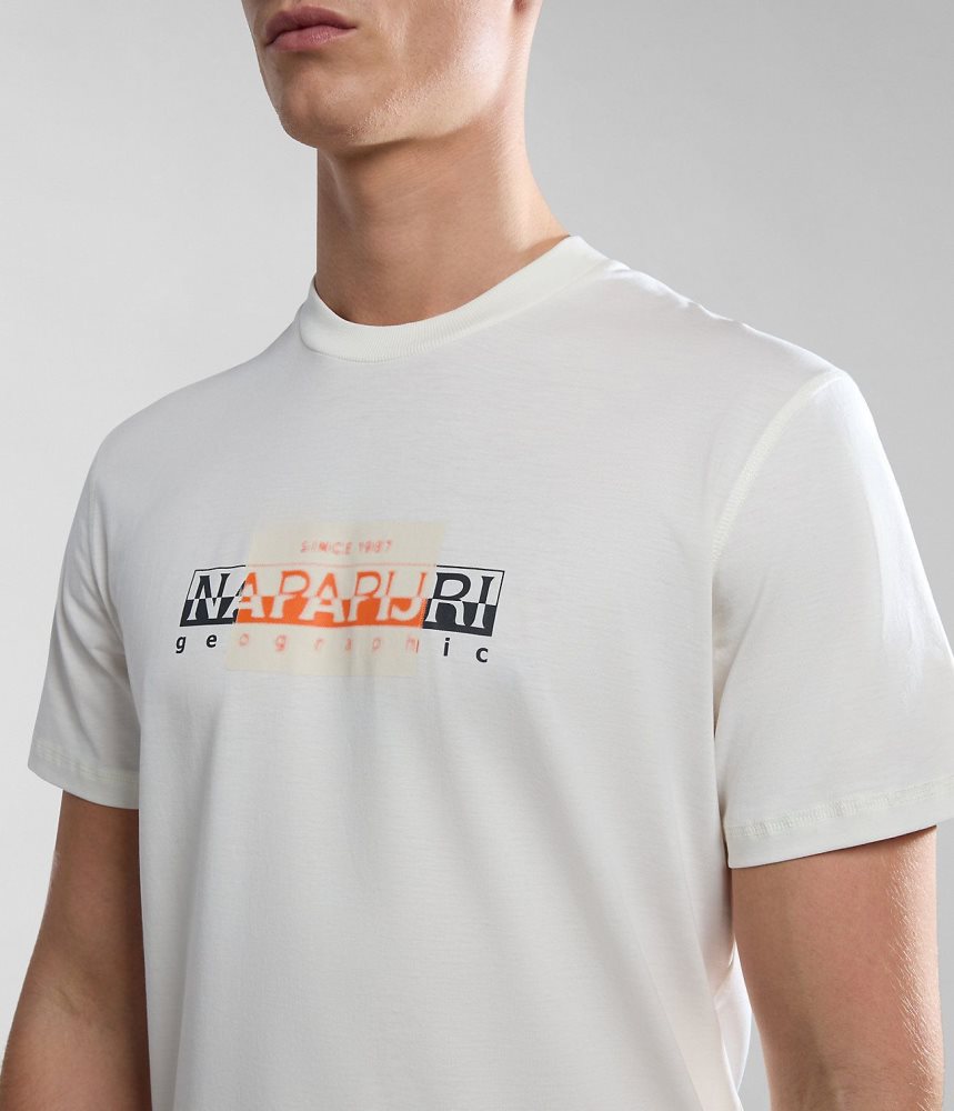 Tricouri Barbati Napapijri Smallwood Short Sleeve T-Shirt Albi | DGM821390