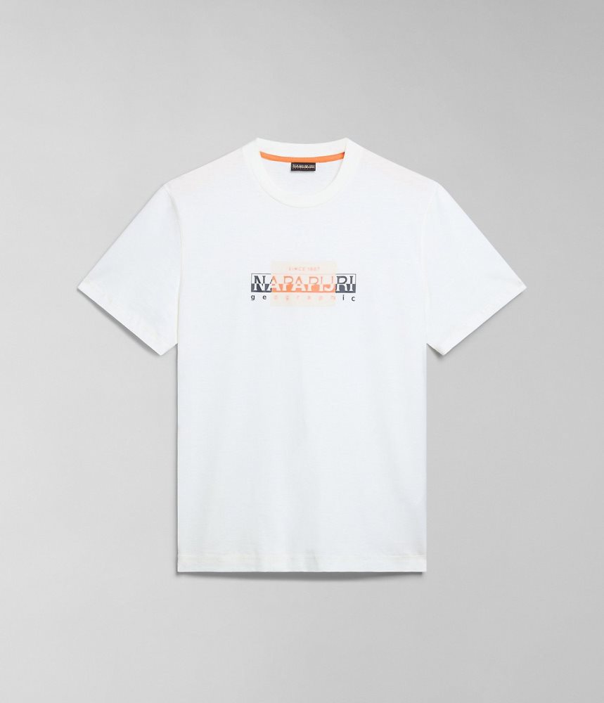 Tricouri Barbati Napapijri Smallwood Short Sleeve T-Shirt Albi | DGM821390