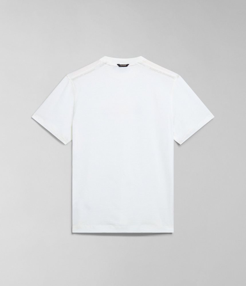 Tricouri Barbati Napapijri Smallwood Short Sleeve T-Shirt Albi | DGM821390