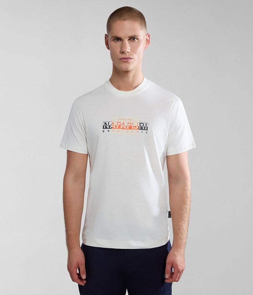 Tricouri Barbati Napapijri Smallwood Short Sleeve T-Shirt Albi | DGM821390