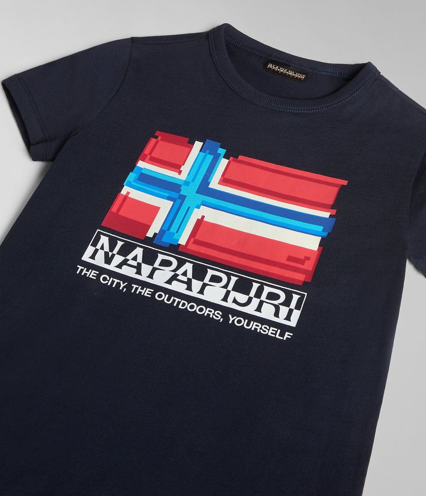 Tricouri Copii Napapijri Liard Short Sleeve T-Shirt (4-16 YEARS) Albastri Inchis | YLW076352