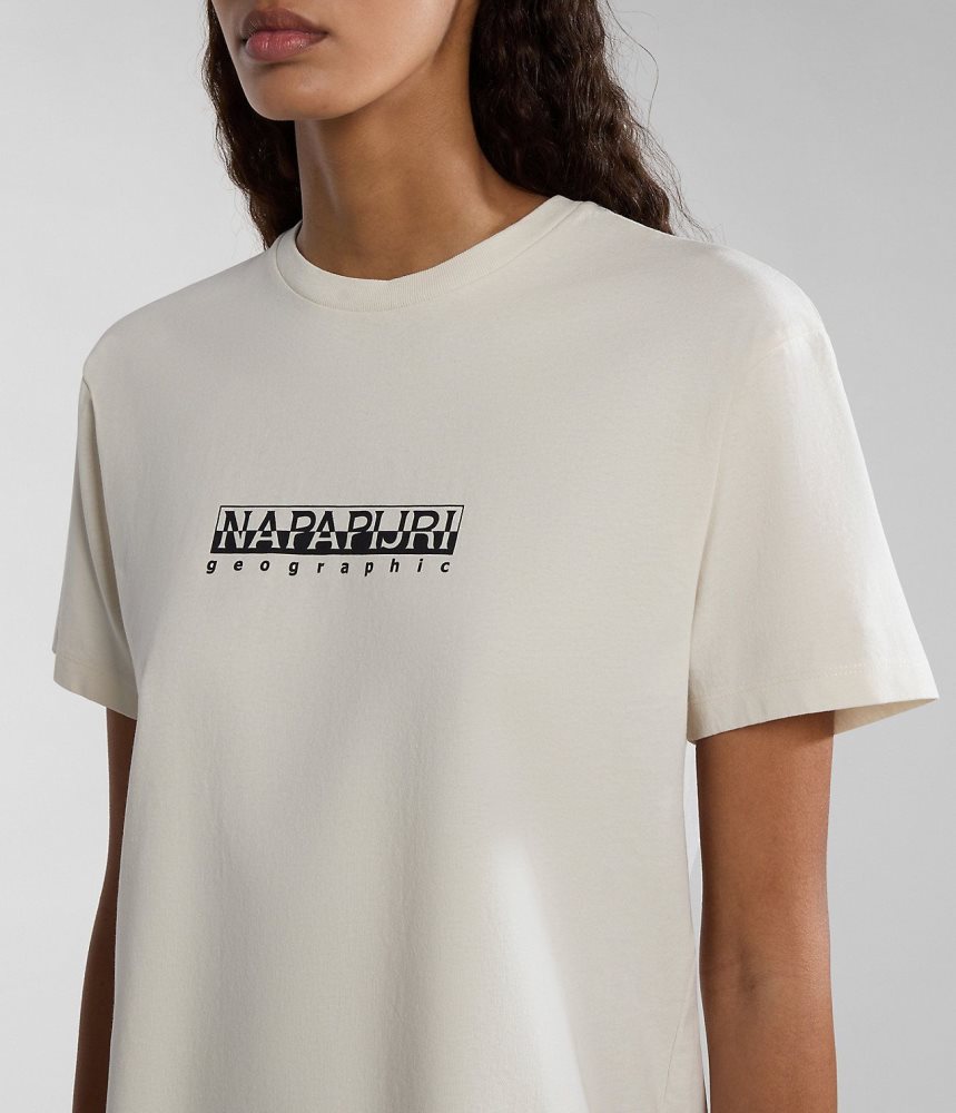 Tricouri Dama Napapijri Box Short Sleeve T-Shirt Albi | YRO840571