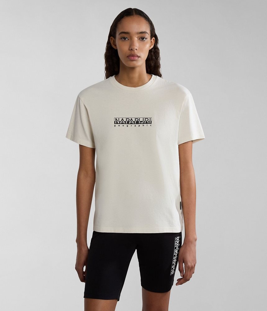 Tricouri Dama Napapijri Box Short Sleeve T-Shirt Albi | YRO840571