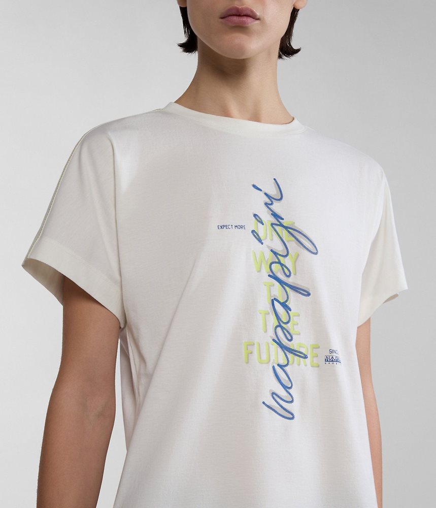 Tricouri Dama Napapijri Keith Short Sleeve T-Shirt Albi | CLS873409
