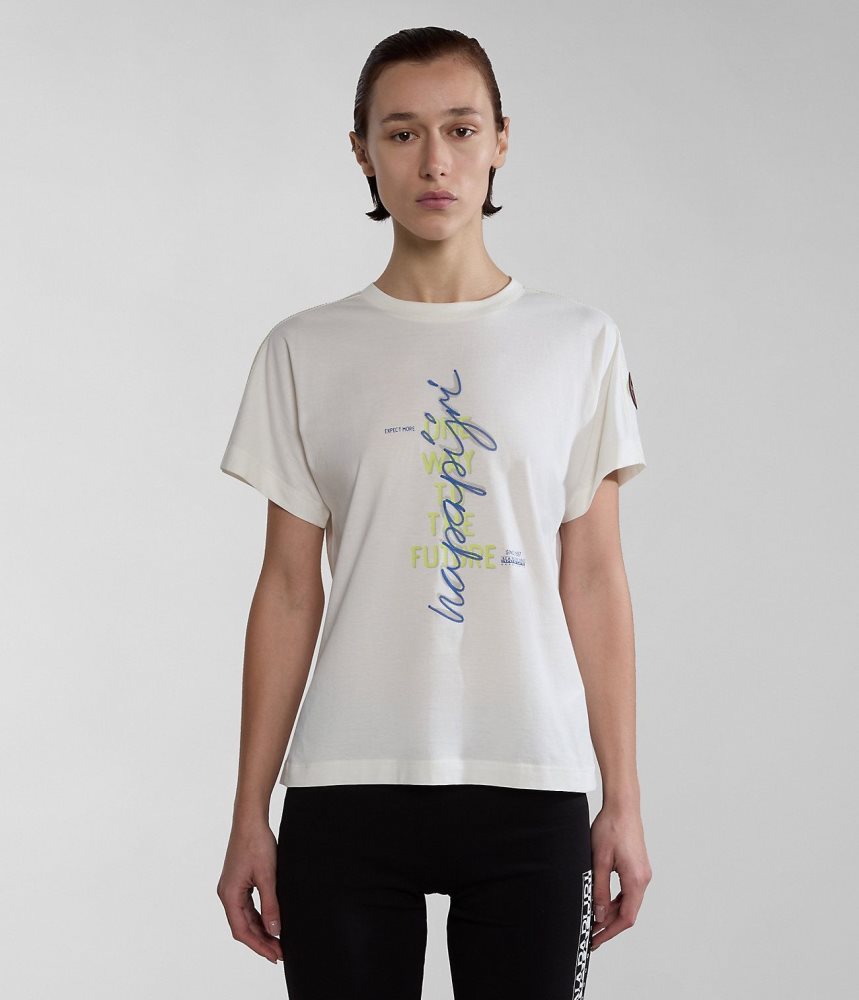 Tricouri Dama Napapijri Keith Short Sleeve T-Shirt Albi | CLS873409