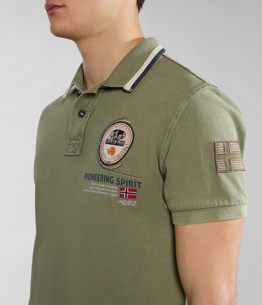 Tricouri Polo Barbati Napapijri Gandy Short Sleeve Polo Shirt Verzi | PJF582740