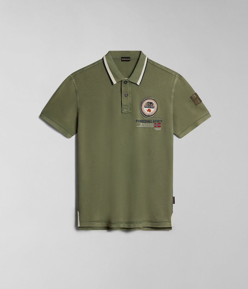 Tricouri Polo Barbati Napapijri Gandy Short Sleeve Polo Shirt Verzi | PJF582740