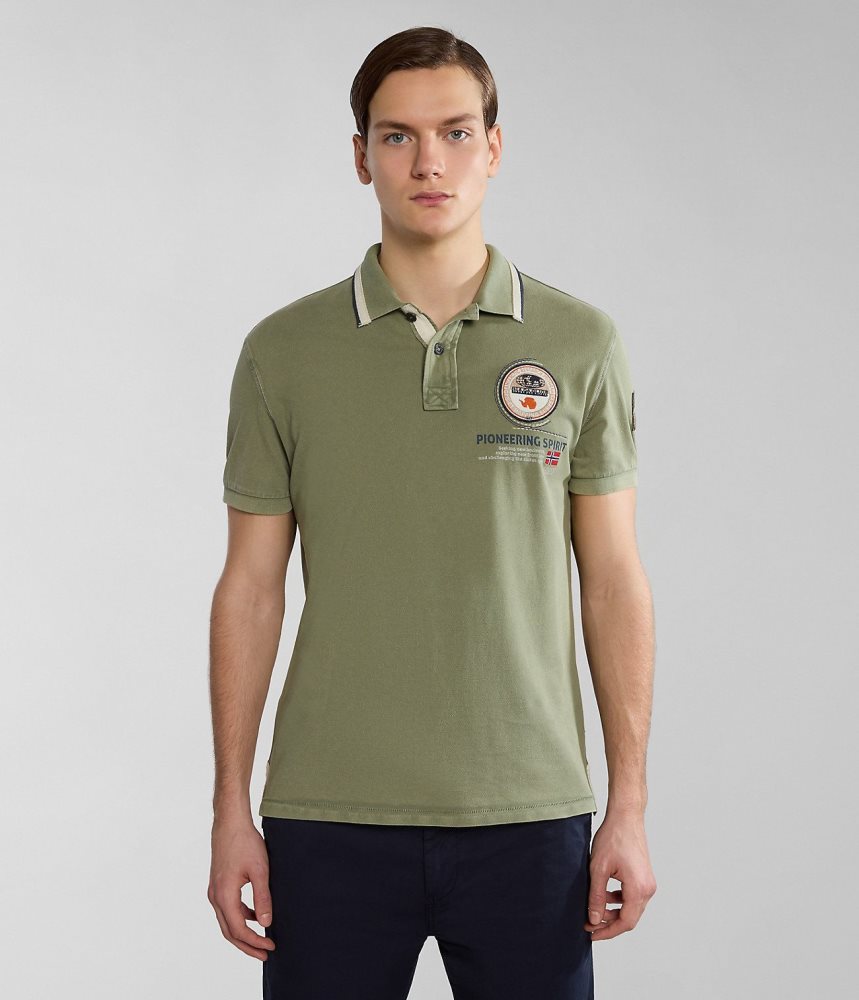 Tricouri Polo Barbati Napapijri Gandy Short Sleeve Polo Shirt Verzi | PJF582740