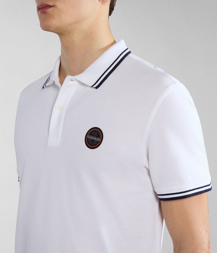 Tricouri Polo Barbati Napapijri Macas Short Sleeve Polo Shirt Albi | PDG691327