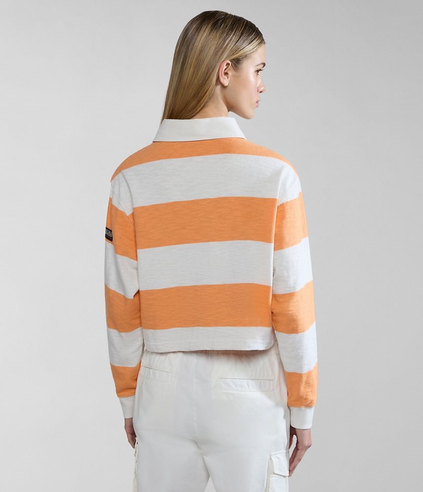 Tricouri Polo Dama Napapijri Grober Long Sleeve Polo Shirt Albi Portocalii | RQX295406
