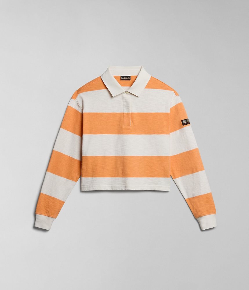 Tricouri Polo Dama Napapijri Grober Long Sleeve Polo Shirt Albi Portocalii | RQX295406