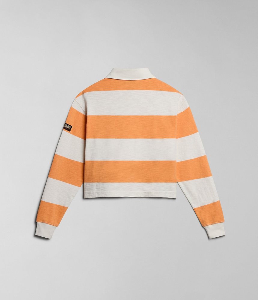 Tricouri Polo Dama Napapijri Grober Long Sleeve Polo Shirt Albi Portocalii | RQX295406