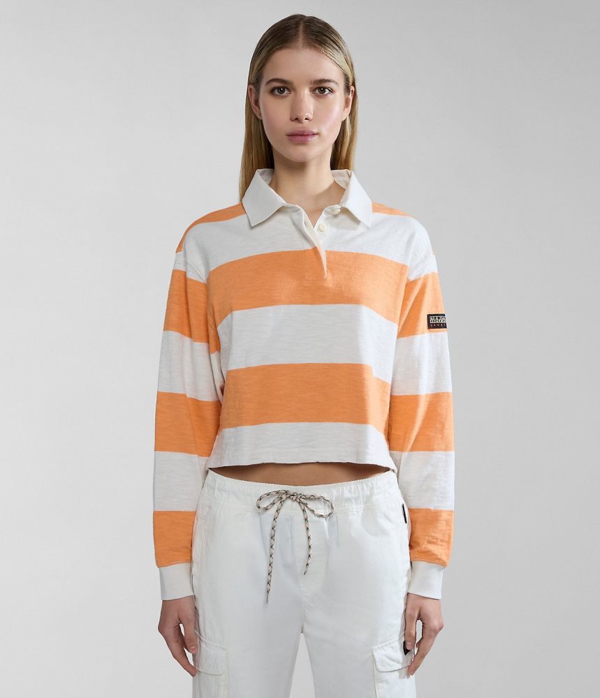 Tricouri Polo Dama Napapijri Grober Long Sleeve Polo Shirt Albi Portocalii | RQX295406
