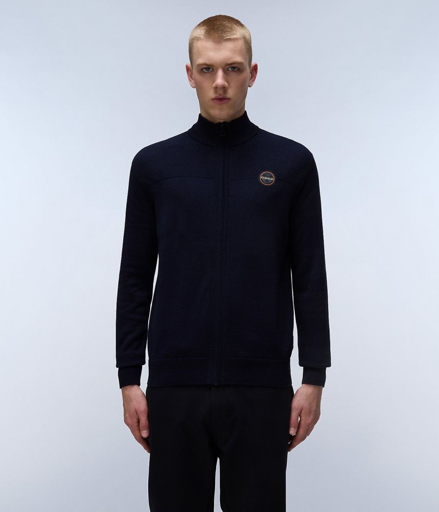 Zip Jumpers Barbati Napapijri Derri Full-Zip Jumper Albastri Inchis | QVH572183