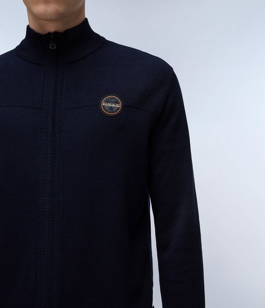 Zip Jumpers Barbati Napapijri Derri Full-Zip Jumper Albastri Inchis | QVH572183