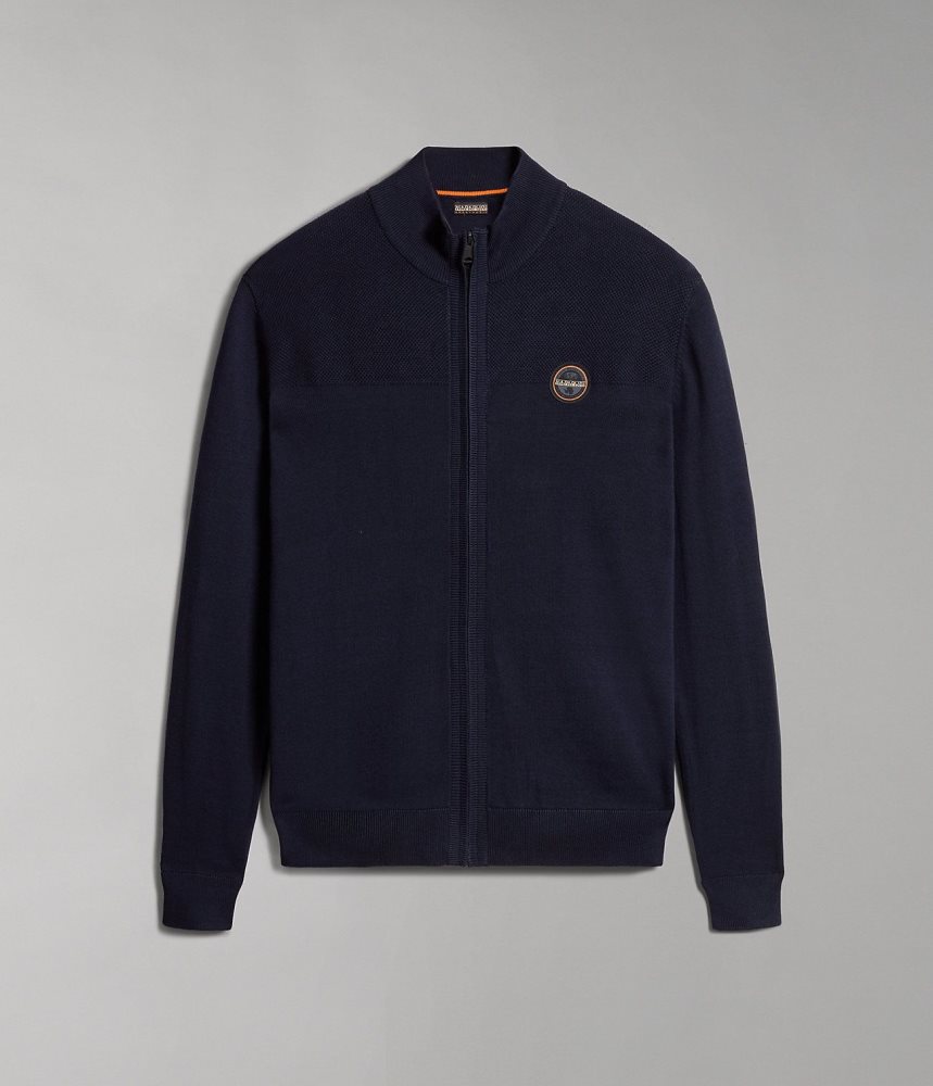 Zip Jumpers Barbati Napapijri Derri Full-Zip Jumper Albastri Inchis | QVH572183