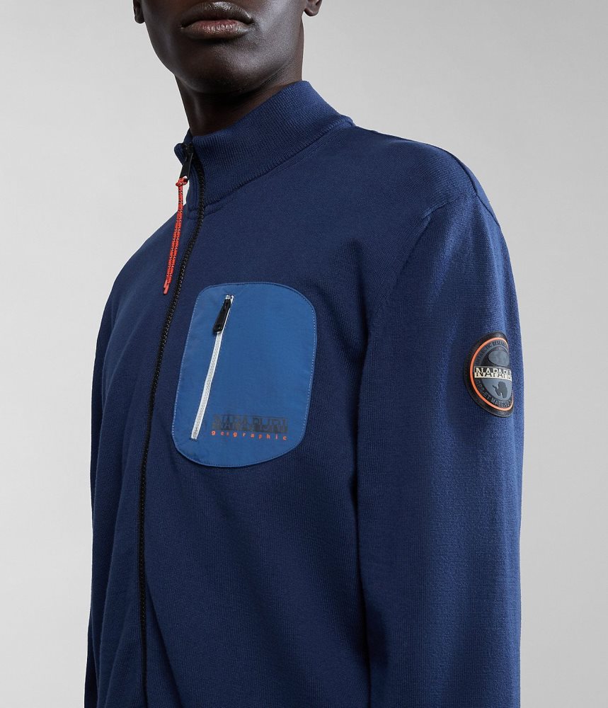 Zip Jumpers Barbati Napapijri Huron Full-Zip Jumper Albastri Inchis | VNJ304785