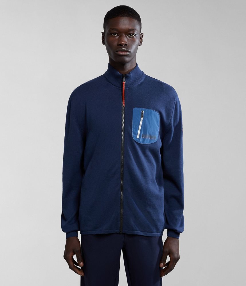 Zip Jumpers Barbati Napapijri Huron Full-Zip Jumper Albastri Inchis | VNJ304785